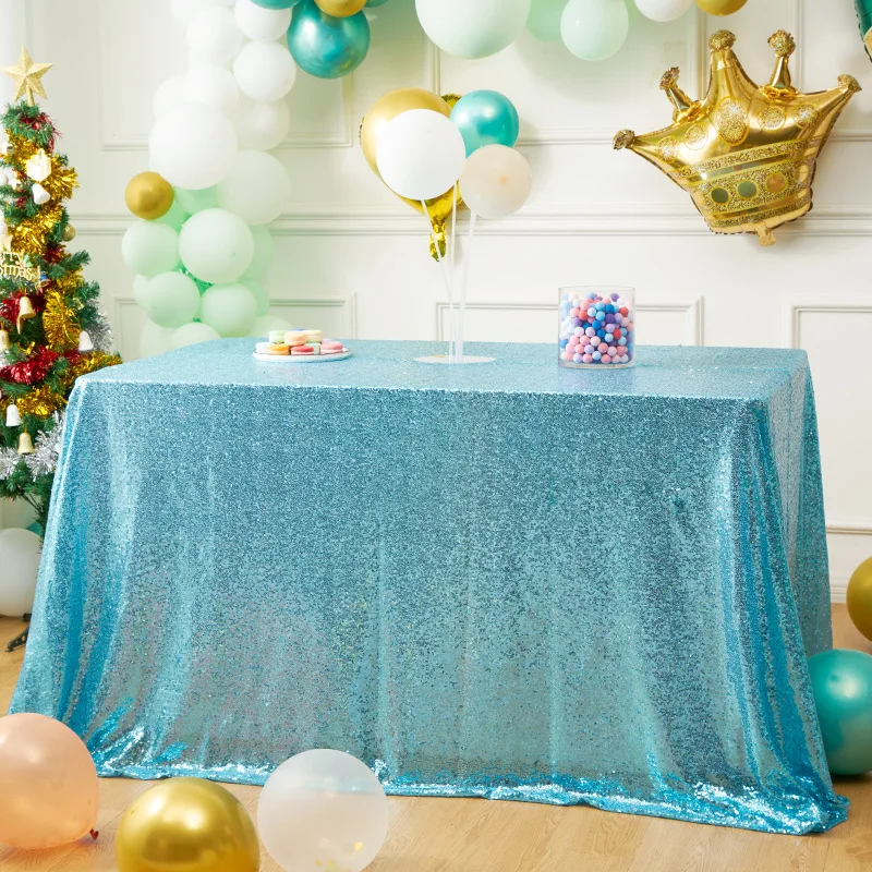 Table Runner Sequin - Rectangle Table Cover Golden Sequin Tablecloth