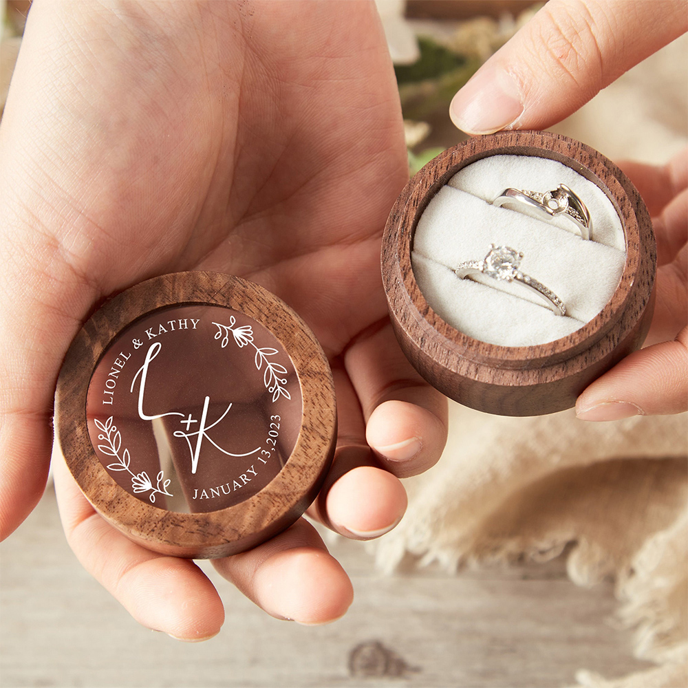 Ring Bearer Pillow - Personalized Wooden Wedding Ring Box with