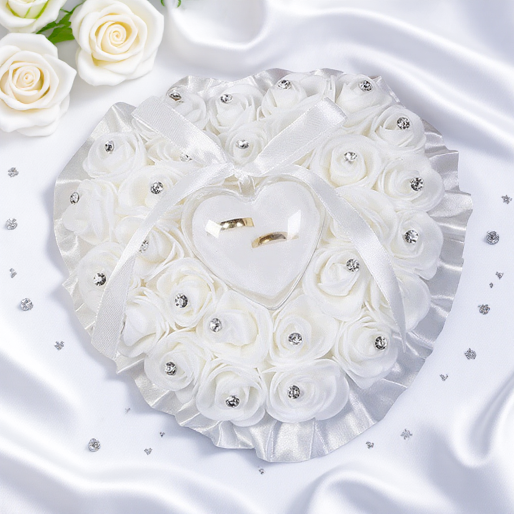 Ring Bearer Pillow - Wedding Ring Pillow Couples Rose Ring
