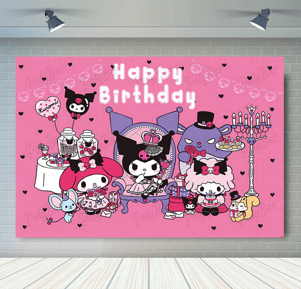 Cute Purple Pink Kuromi Backdr - مراجعة Photo Booth Prop وسعره