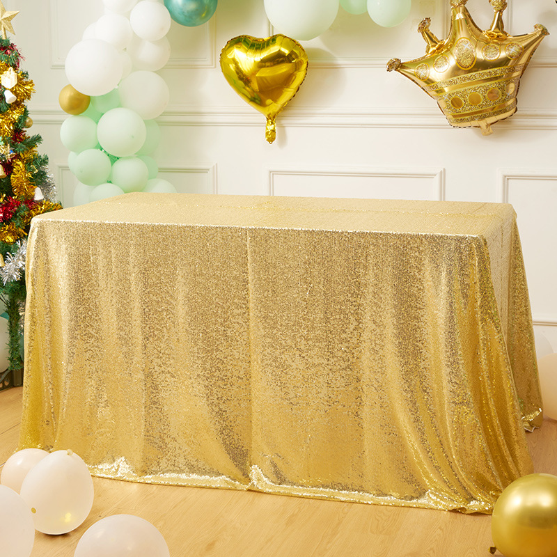Rectangle Table Cover Golden S - مراجعة Table Runner Sequin وسعره