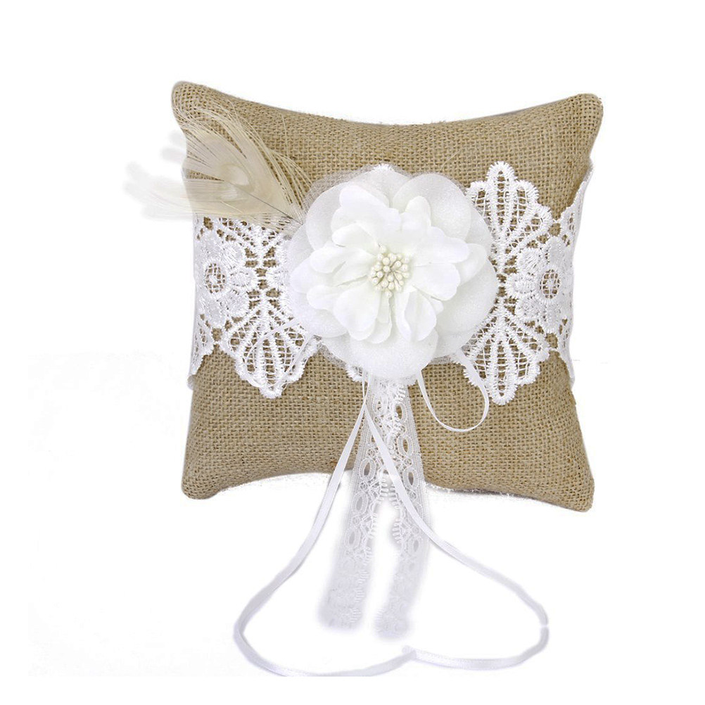 Brown White Jute Ring Pillow B - مراجعة Ring Bearer Pillow وسعره