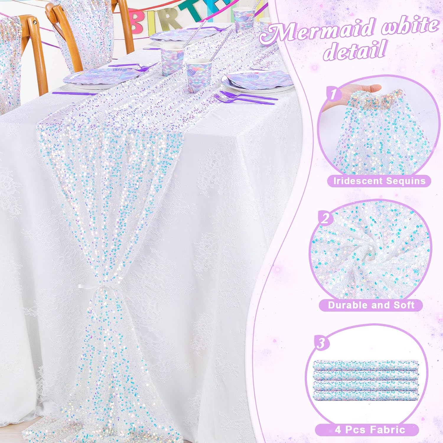 Set of4 Iridescent Sequin Tabl - مراجعة Table Runner Sequin وسعره