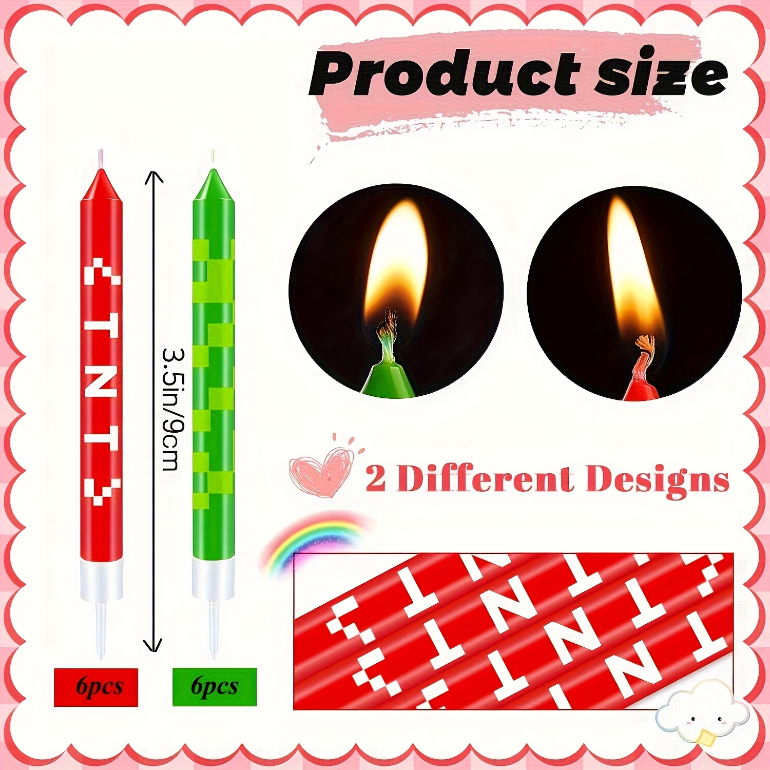 12/24pcs Green Pixel Cake Cand - مراجعة Unity Candle Set وسعره