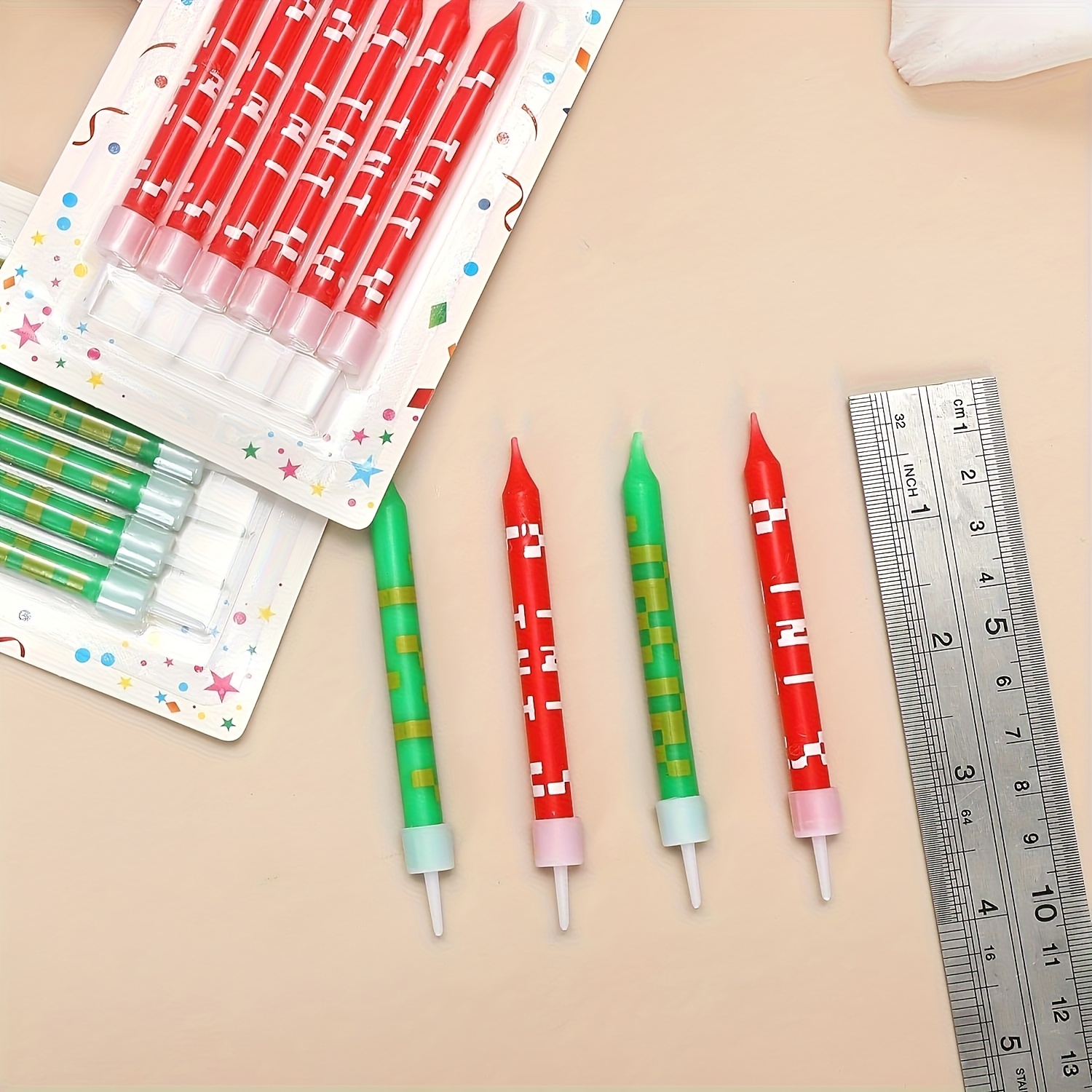12/24pcs Green Pixel Cake Cand - مراجعة Unity Candle Set وسعره