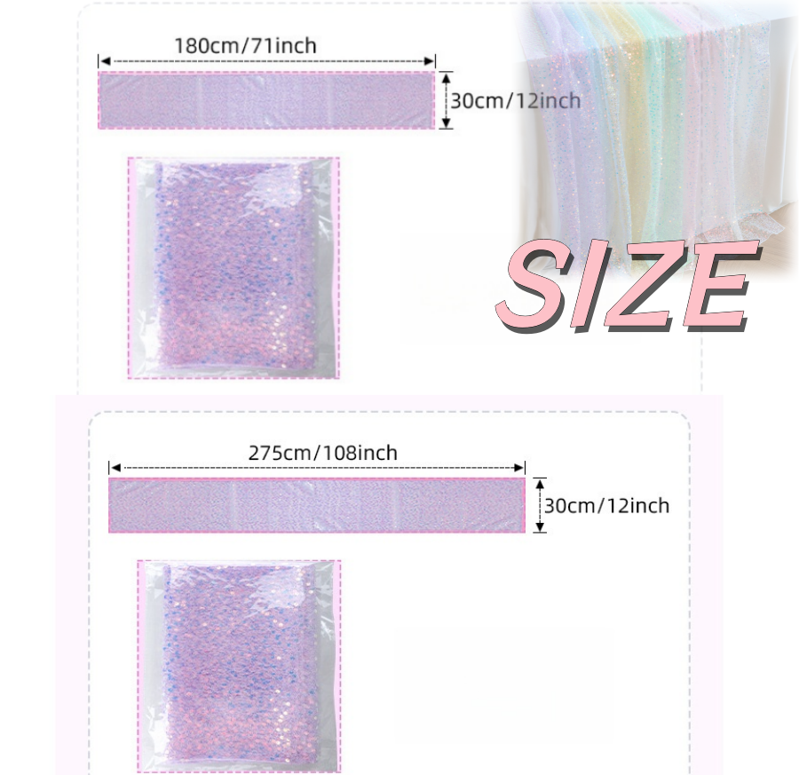 1pc 180/275cm Sequined Mermaid - مراجعة Table Runner Sequin وسعره
