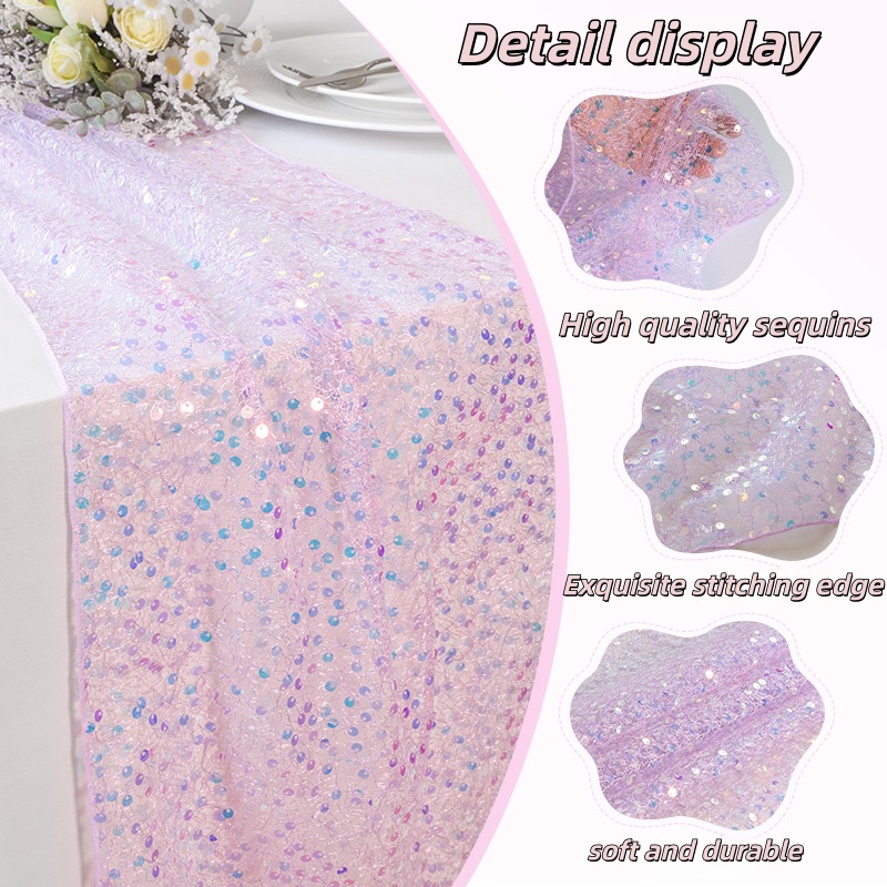 1pc 180/275cm Sequined Mermaid - مراجعة Table Runner Sequin وسعره
