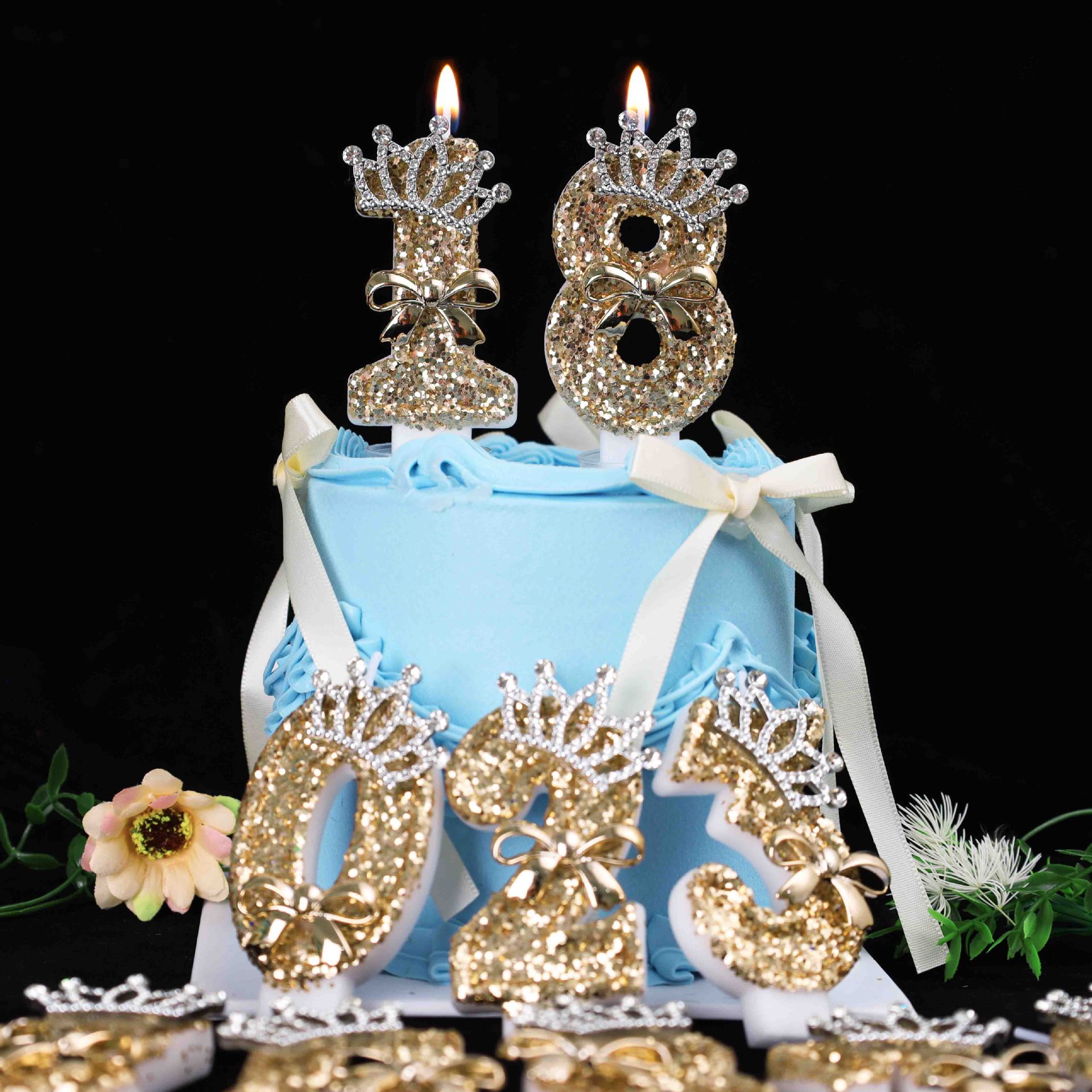 0-9 Gold Glitter Crown Number  - مراجعة Unity Candle Set وسعره