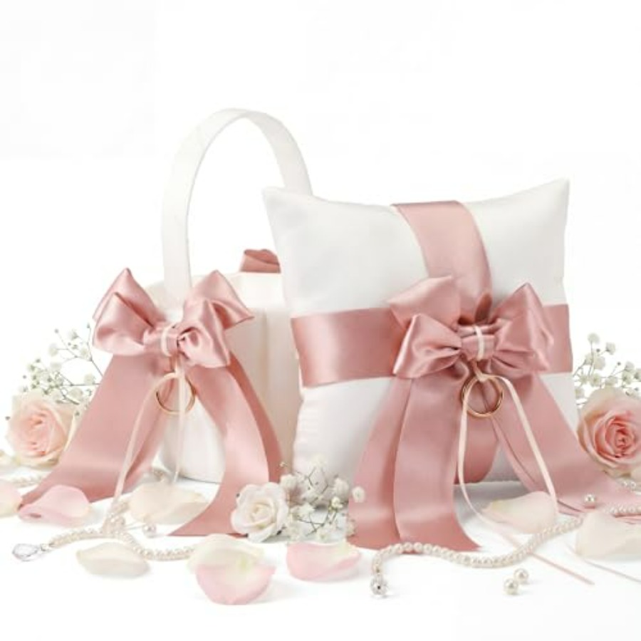 2 Pcs Flower Girl Baskets and  - مراجعة Ring Bearer Pillow وسعره