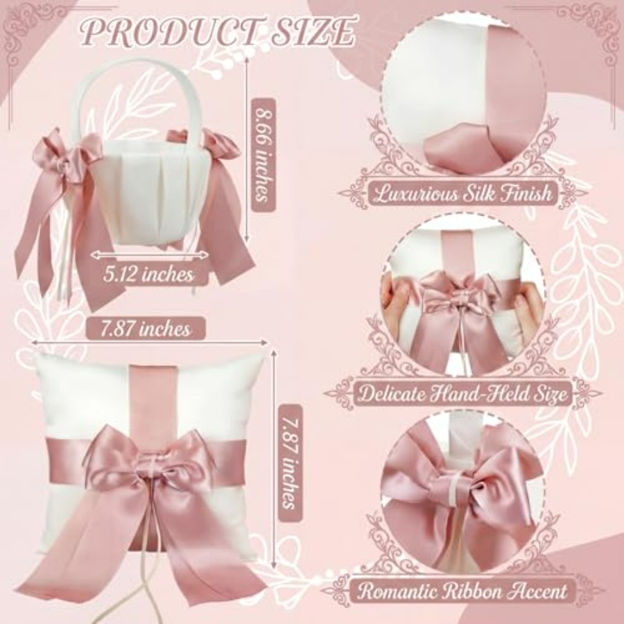 2 Pcs Flower Girl Baskets and  - مراجعة Ring Bearer Pillow وسعره