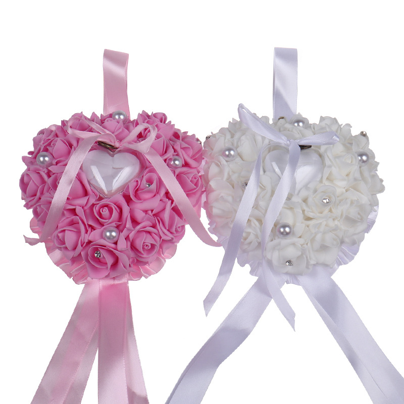 1Pcs Heart-shape Rose Flowers  - مراجعة Ring Bearer Pillow وسعره