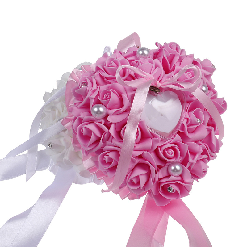 1Pcs Heart-shape Rose Flowers  - مراجعة Ring Bearer Pillow وسعره