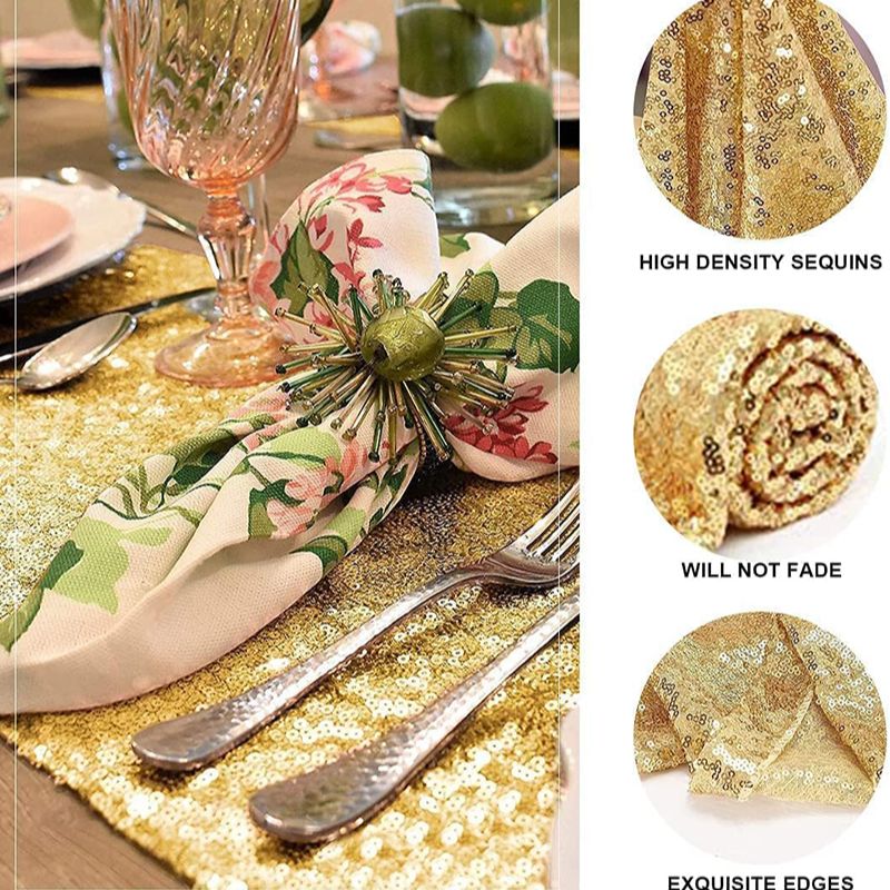 Golden Sequin Table Runner for - مراجعة Table Runner Sequin وسعره