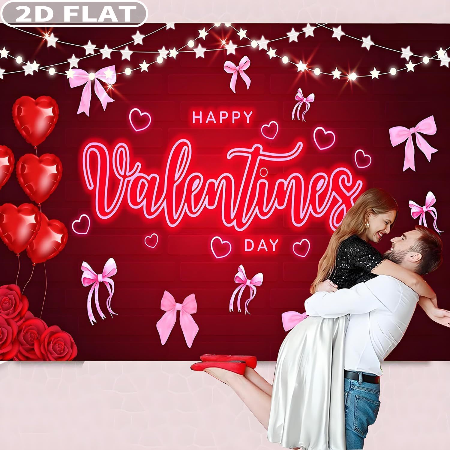2D FLAT 1pc Happy Valentine's  - مراجعة Photo Booth Prop وسعره