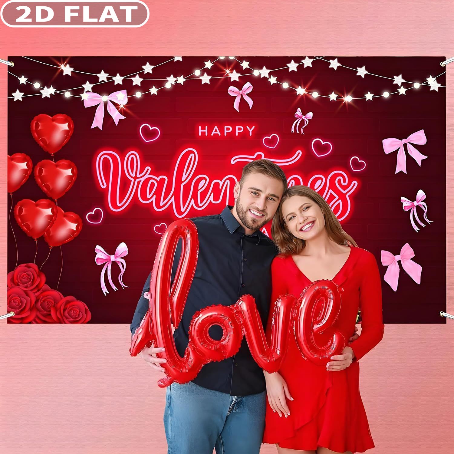 2D FLAT 1pc Happy Valentine's  - مراجعة Photo Booth Prop وسعره