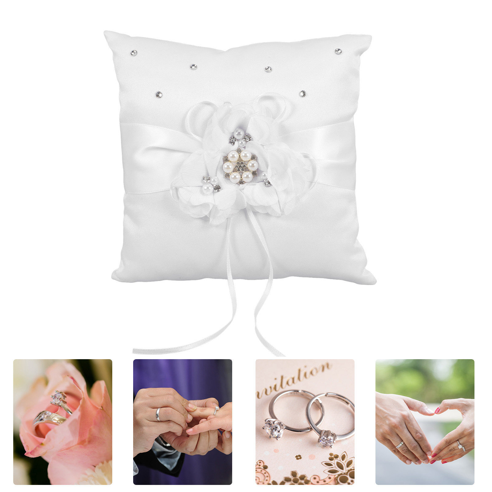20x20cm Flower Wedding Ring Pi - مراجعة Ring Bearer Pillow وسعره