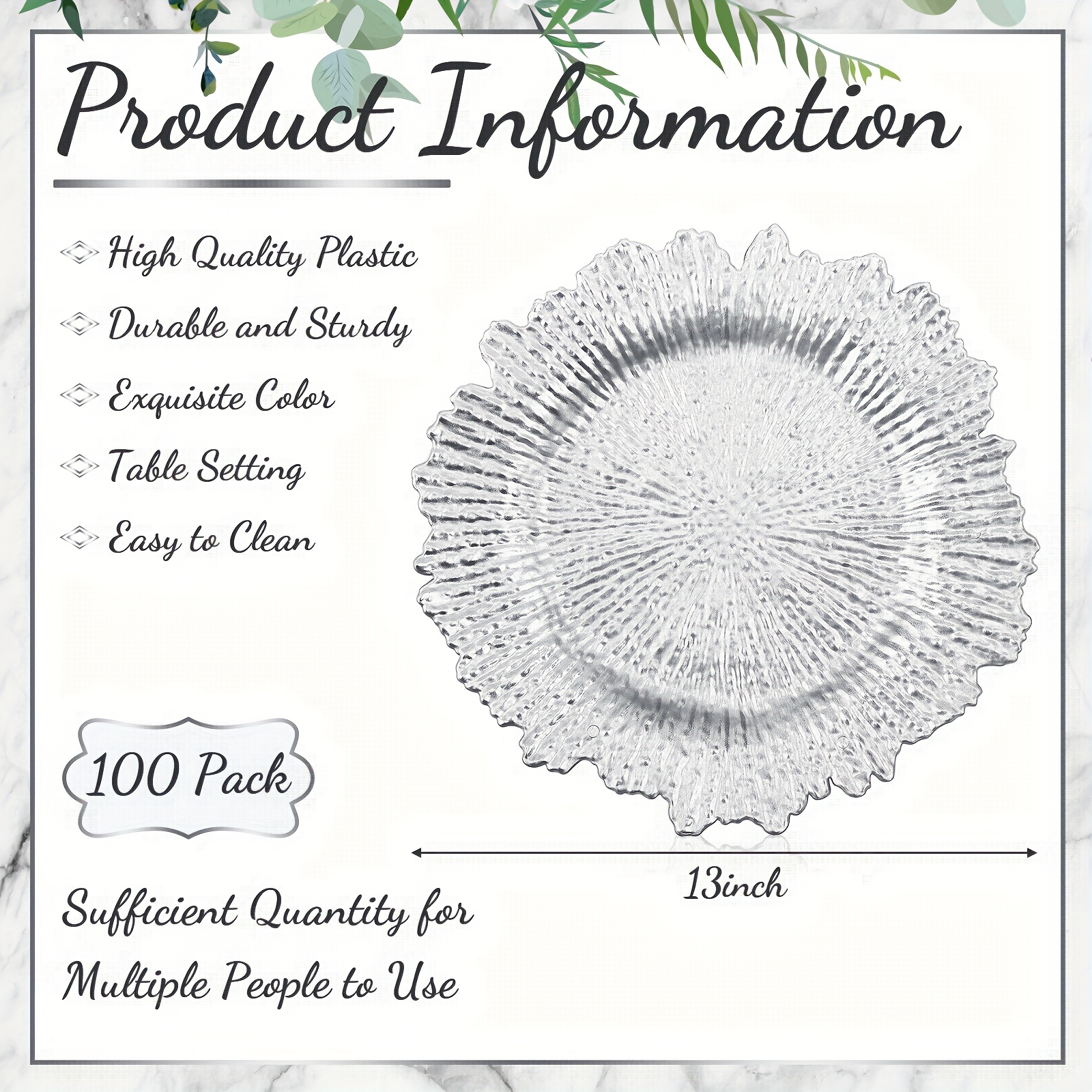 100pcs Reef Charger Plates Bul - مراجعة Wedding Supply Bulk وسعره