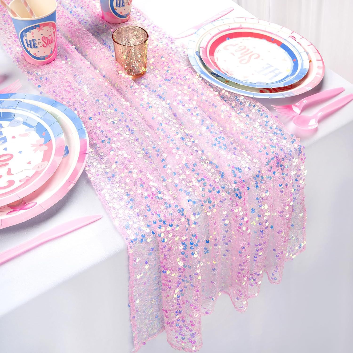 Glitter Iridescent Sequin Tabl - مراجعة Table Runner Sequin وسعره