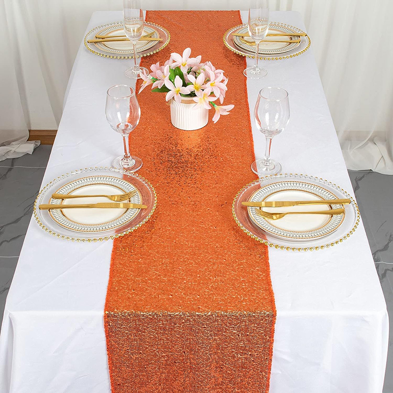 Orange Sequin Table Runner for - مراجعة Table Runner Sequin وسعره