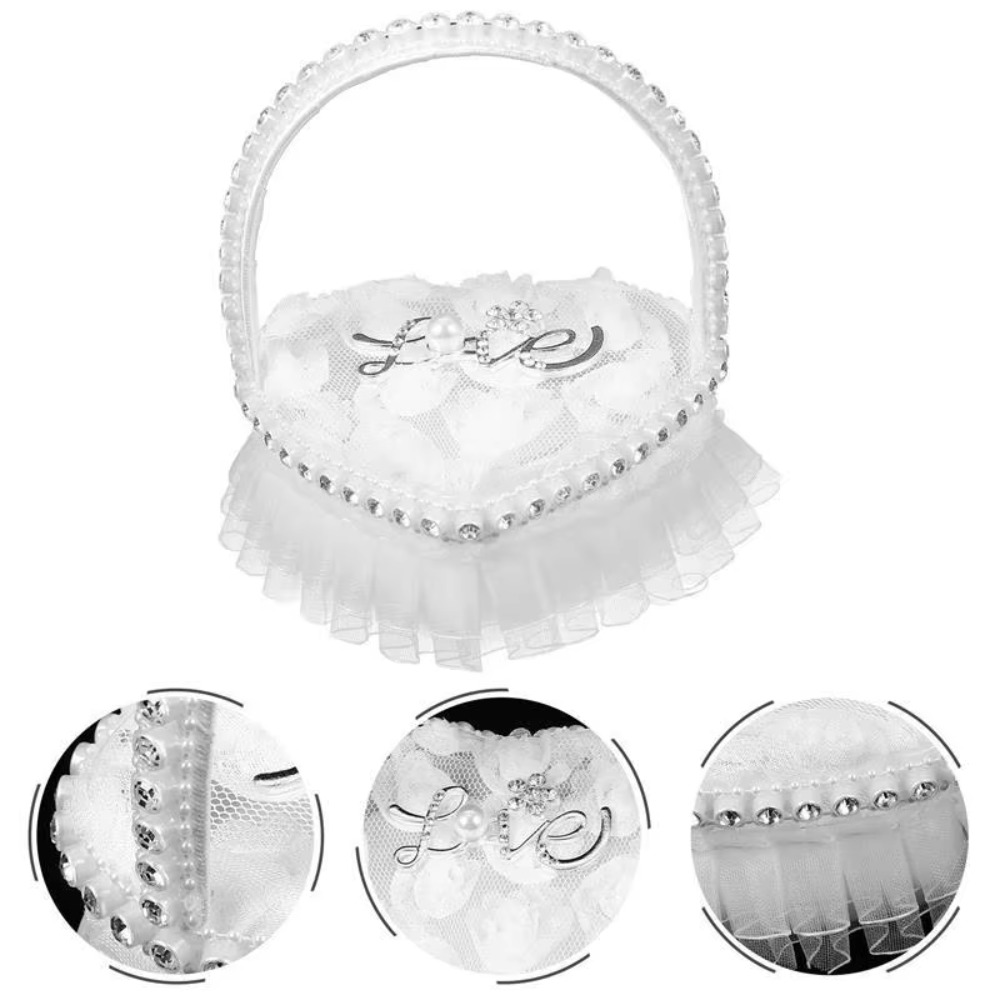 White Lace Heart-shaped Ring B - مراجعة Ring Bearer Pillow وسعره