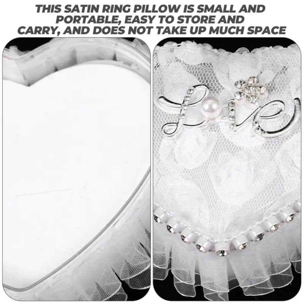 White Lace Heart-shaped Ring B - مراجعة Ring Bearer Pillow وسعره