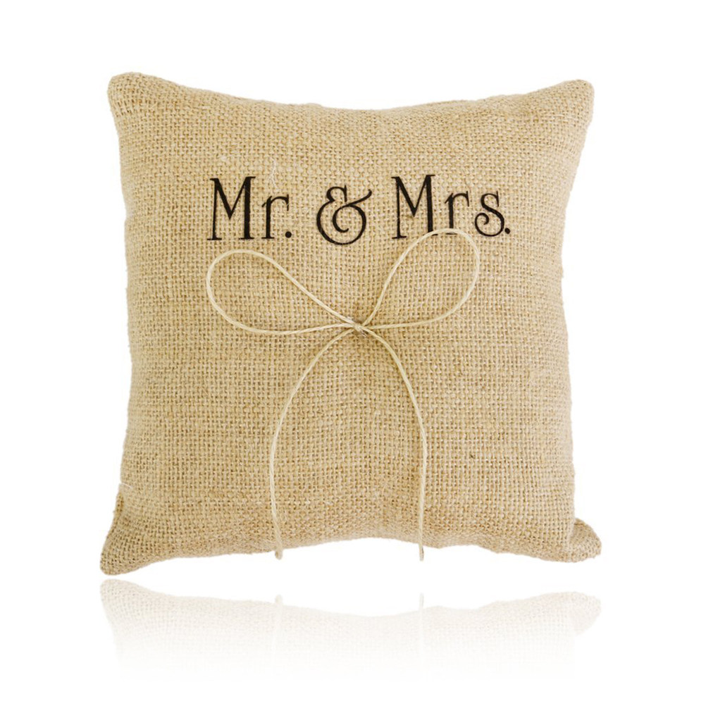 Rustic Burlap Ring Pillow Hand - مراجعة Ring Bearer Pillow وسعره