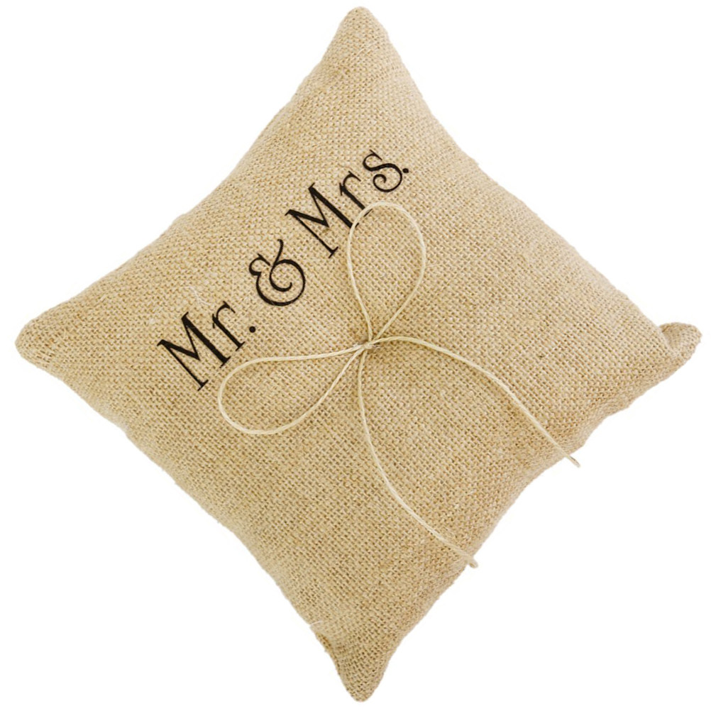 Rustic Burlap Ring Pillow Hand - مراجعة Ring Bearer Pillow وسعره