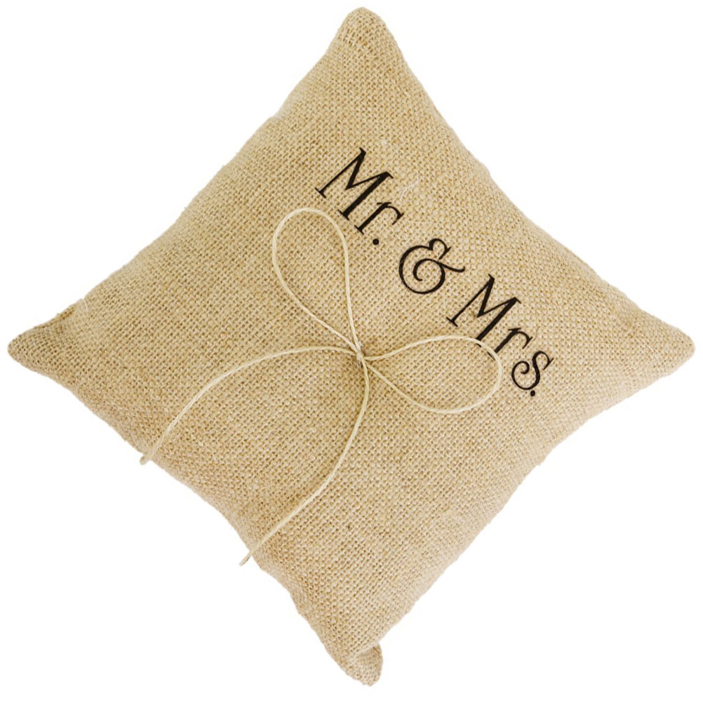 Rustic Burlap Ring Pillow Hand - مراجعة Ring Bearer Pillow وسعره